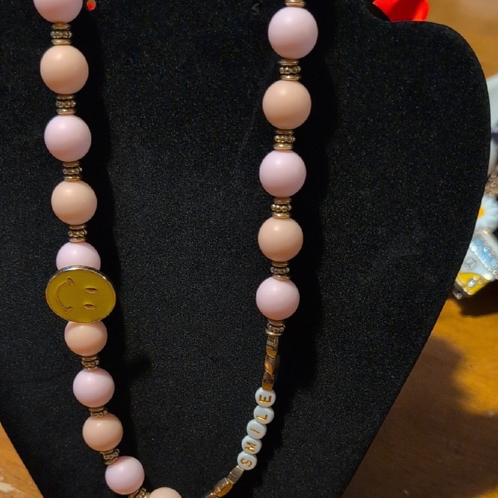 Pink and Gold Beaded Necklace
